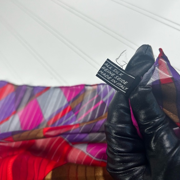 Givenchy Multi-Colored Red, Brown and Purple Silk Vintage Scarf - Picture 11 of 13